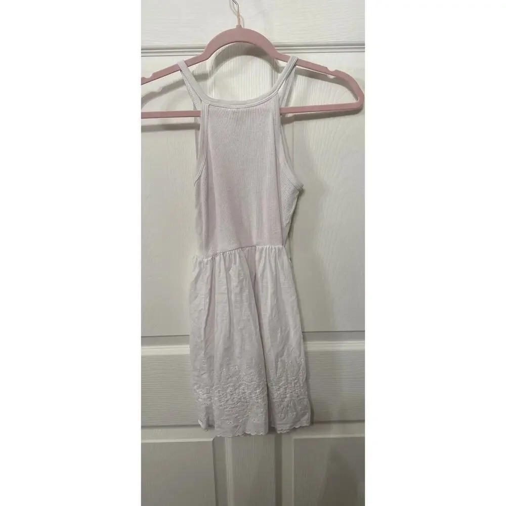 Hanna Andersson Girls' Pure Cotton Eyelet Slip White Tank Dress, M